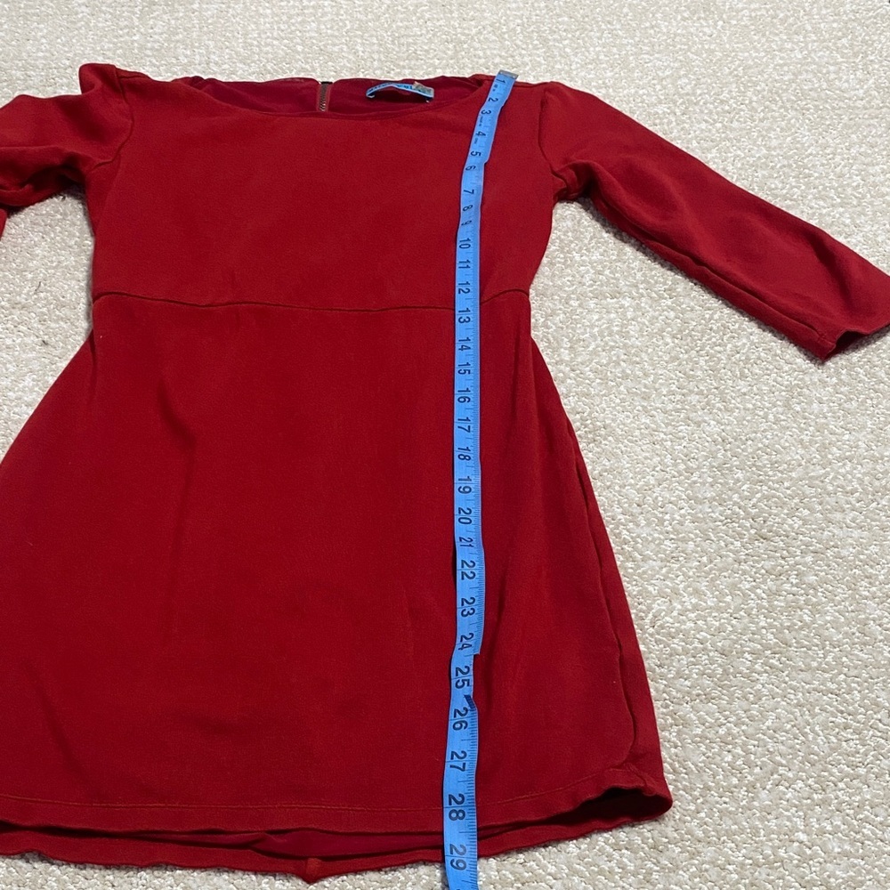 Alice + Olivia Bold Red Long Sleeve Dress red color size 0 shell Viscose & Nylon - Picture 15 of 16